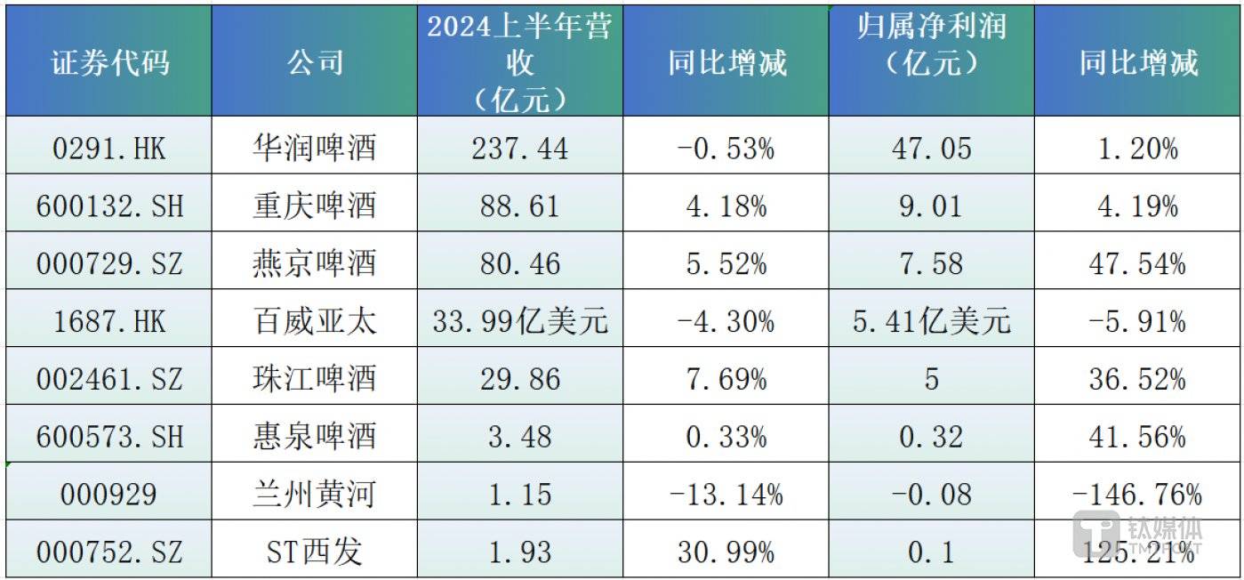 （数据来源：上市公司2024半年报，天顺财经APP制图）